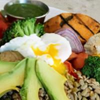 Southern Protein Bowl · Chopped kale, tri-color quinoa, sweet potato, roasted vegetables, avocado, grape tomatoes, s...