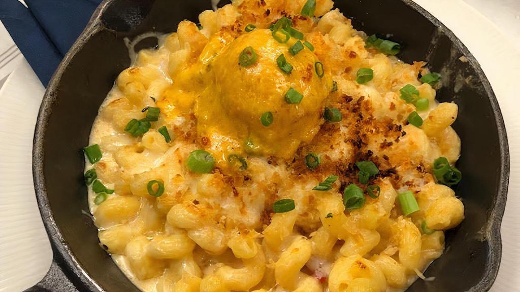 Pimento Mac & Cheese · Corkscrew pasta, pimento cheese sauce and topped with toasted breadcrumbs and white cheddar cheese. Add Cajun crawfish, Blackened or Crispy Chicken, Cajun Shrimp for an additional charge.