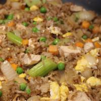 Fried Rice · Rice stir-fried with your choice of protein, egg, onion, peas, carrots and a delicious sauce...