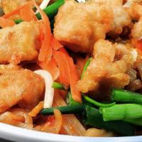 Pad Thai Noodle · Gluten free. Your choice of protein with rice noodles in a sweet and tangy sauce mixed with ...