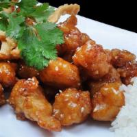 Honey Sesame · Sweet honey and delicious sesame in a sauce with tofu, chicken, beef or shrimp then topped w...