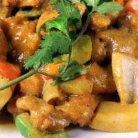 Curry · Gluten free. Tofu, chicken, beef or shrimp in a thai yellow curry sauce made of peanuts, lem...