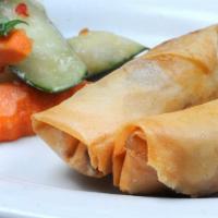 Vegetable Egg Roll (2 Pc) · Vegetables wrapped in spring roll skin and fried; served with peanut sauce and pickled veget...