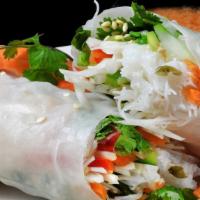 Summer Roll · Gluten free. Rice noodles rolled in rice paper with shrimp and fresh vegetables, serve chill...