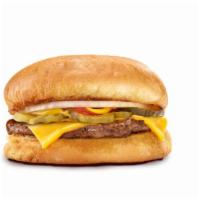 Cheezy Single · 1/8 lb Patty comes dressed with mustard, ketchup, pickle and onion
