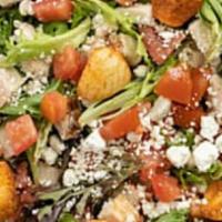 Spring Goat Salad · Spring Mix, Oven-Roasted Chicken Breast, Goat Cheese Crumbles, Marinated Balsamic Tomatoes, ...