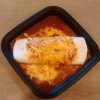 Smothered Bean Wrap · Bean Wrap covered with Enchilada Sauce and Cheese