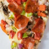 Factory Special Slice · Sausage, pepperoni, mushrooms, green peppers, red peppers and onions come together to create...
