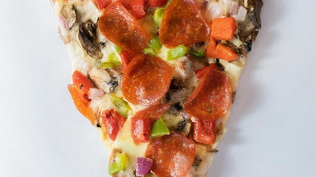 Factory Special Slice · Sausage, pepperoni, mushrooms, green peppers, red peppers and onions come together to create this mouthwatering combination.