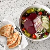 Small Greek · Lettuce, grape tomatoes, cucumbers, beets, pepperoncinis, onions, imported Kalamata olives ,...