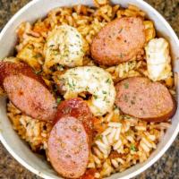 Jambalaya · A spectacular seasoned Creole/Cajun rice infused with beef sausage, chicken, shrimp, and tur...