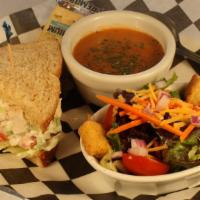 Cap City Trio · Half of a house made chicken salad sandwich, your choice of a cup of soup, and a diner salad.