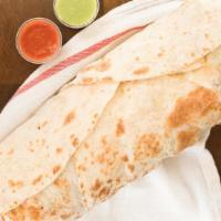 Giant Burrito Of The House · Filled with beans, cheese, lettuce, tomato, sour cream, guacamole, nice, onion, cilantro, bb...