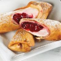 Strawberry & Cream Cheese Chimichanga · Delicious strawberries and sweet cream cheese, tucked inside two hand-rolled wraps, lightly ...