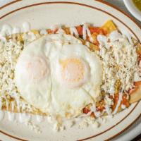 Huarache Don Chingon · With chilaquiles, two eggs or meat of your choice.