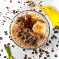 Morning Coffee · Hyperion cold brew coffee, date, almond butter°, banana, cacao powder, plant based protein p...