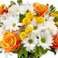 Sweet Moments Flowers Bouquet #B401D · Brighten someone's day with this cherry bouquet of perky white daisy poms, yellow button pom...