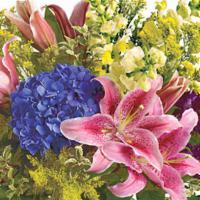 Love Everlasting Bouquet #T2671 · This beautiful bouquet features hydrangea, Oriental lilies, snapdragons, stock, or similar s...