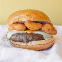 Wisco Burger · Choice of protein (1/2 pound Angus patty, chicken breast or chipotle black bean patty) Ameri...