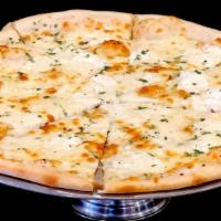 White Pizza · Ricotta, mozzarella, grated cheese & gar he.