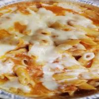 Baked Ziti Alfredo · mozzarella cheese, ricotta, alfredo sauce