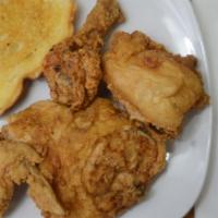 4 Pieces Mixed Broasted Chicken · Breast, wing, leg and thigh, served with your choice of potato,  coleslaw and a slice of spe...