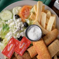 Gyro Platter · Hand-carved gyro. Served with Greek salad, French fries, and grilled pita.