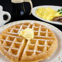 Belgian Waffle Special · Served with two eggs, bacon or sausage.

Consuming raw or under-cooked meats, poultry, seafo...