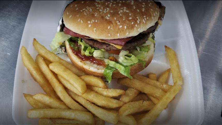 Cheeseburger · Mustard, Ketchup, Mayo, Lettuce, Tomato, Onions, Pickles And Cheese.
Served With Fries.