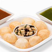 Pani Puri.. · Bite size wheat crispy balls, to be filled with spiced potato mix and mint cilantro water an...