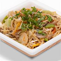 Veg Hakka Noodles.. · Wheat noodles with cabbage, carrots, onions, bell peppers, ginger, garlic, mushroom and soy ...