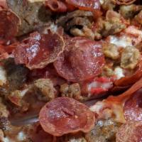 Gourmet Meat · Greek’s® italian sauce, select blended cheeses, italian sausage, meatballs, baked ham, india...