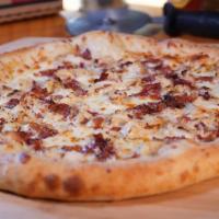 Gourmet Grilled Chicken Ranch (Large) · Rafael's garlic ranch butter, select blended cheeses, Indiana bacon, and grilled chicken.