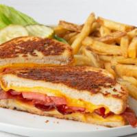 Grown Up Grilled Cheese · American, Monterey Jack, mozzarella with grilled tomato slices & bacon on parmesan crusted b...