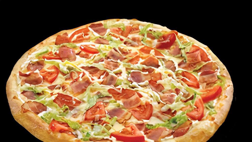 Blt Pizza (Medium - 8 Slices) · Bacon, lettuce, tomatoes with mayo. No pizza sauce.