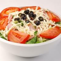 Antipasto Salad · Lettuce, tomatoes, ham, salami, black olives and mozzarella cheese.