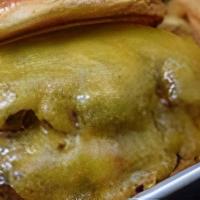 Cheeseburger · Served on a butter grilled bun with truffle mayo.

Served with natural-cut fries. 

Two patt...