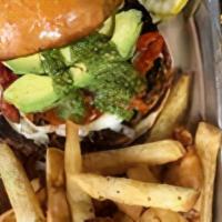 Impossible · Vegan burger with a ¼ lb Meatless patty, Violife cheese, roasted red pepper, avocado, basil ...
