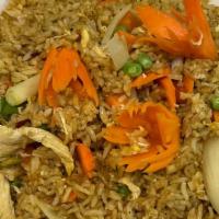 Curry Fried Rice · Onions,pea pod,broccoli,carrots ,curry powder and your choice of meats.
