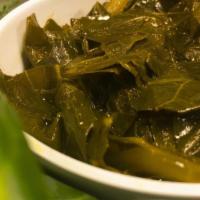 Collard Greens · Freshly hand picked and cleaned cooked with smoked turkey meat (not out the can)