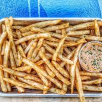 Thin Cut Fries · Tossed in our secret seasoning. Garlic aioli on the side (small = 1, large = 2)