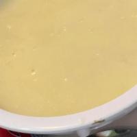 Lemon Rice Soup (Avgolemono) · Homemade daily! Our signature soup as featured in The Times! 
 Comes with crackers