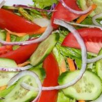 Garden Salad · Lettuce, Tomatoes, Cucumbers, Red Onions, Green Peppers, Pepperoncinis!