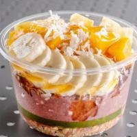 Bora Bora Bowl · Take your mouth on a vacation!  Made with our Tropical Blend (in the blend is Acai, Pineappl...