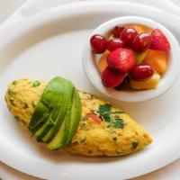 Vegetable Omelette · Avocado, Spinach, Roasted Brocolli, Zucchini, Green Peppers, Onions, Seasoned Tomatoes, Roas...