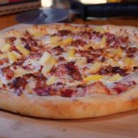 Hawaiian Special · Italian sauce, BBQ sauce, select blended cheeses, ham, bacon, and pineapple.