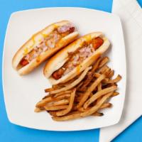 Classic Coney'S · 2 all beef franks topped with house-made Coney sauce, cheddar cheese, and red onions. Served...