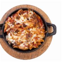 Baked Mostaccioli (Individual) · Penne noodle tossed with our meat marinara sauce and baked in our oven with mozzarella cheese.