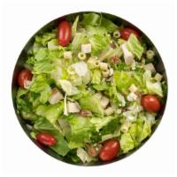 Chopped Salad · Oven-roasted chicken and romaine and iceberg lettuce mix, chopped up with applewood smoked b...
