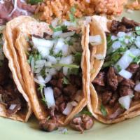 3 Taco Dinner · 3 Tacos on corn or flour tortilla, choice filling, topped with lettuce, tomato, onion and ci...